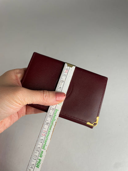 Vintage Cartier Leather Logo Card Holder Burgundy