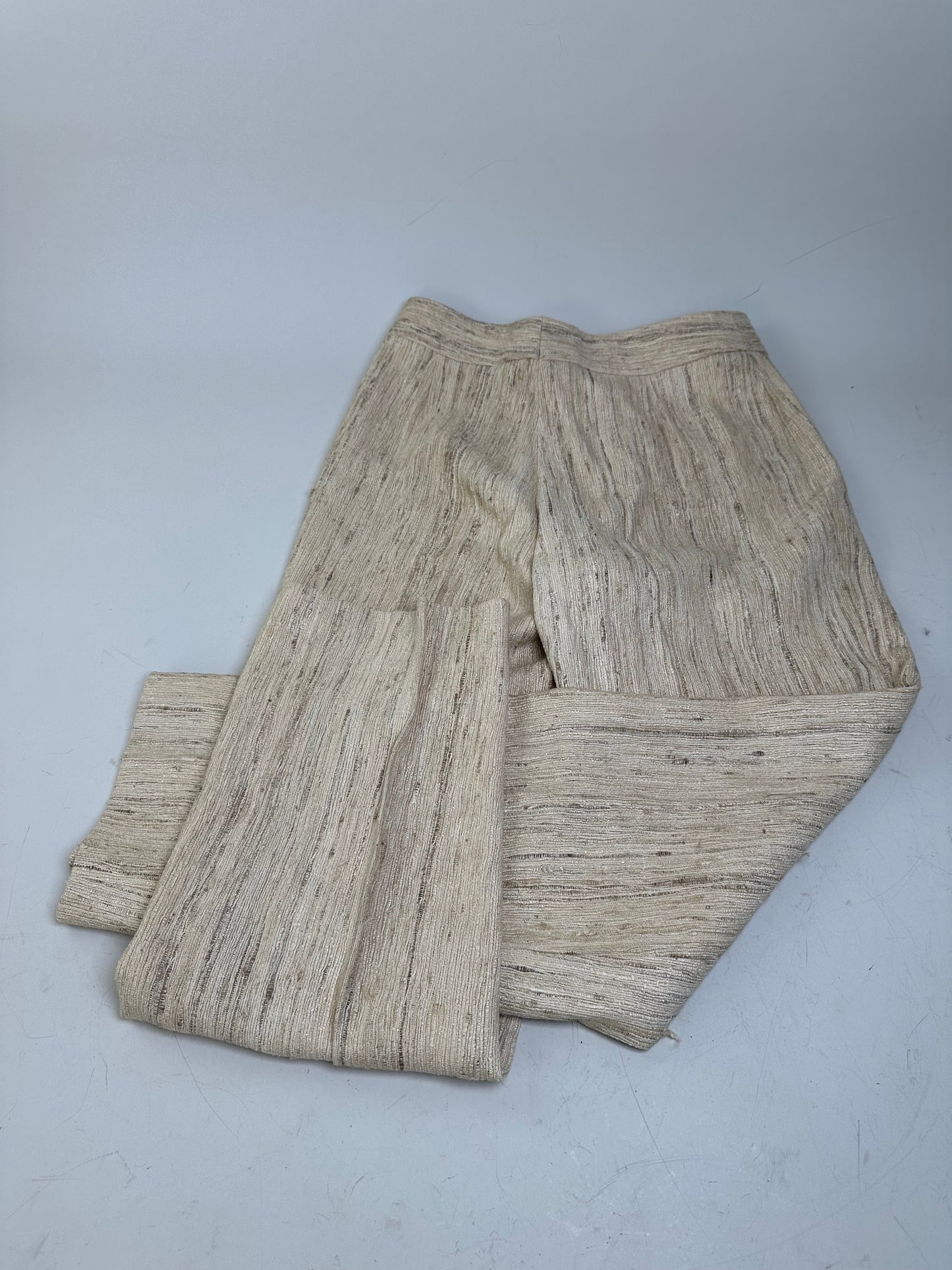 Vintage Celine Silk Trousers Cream Gold Clasp M