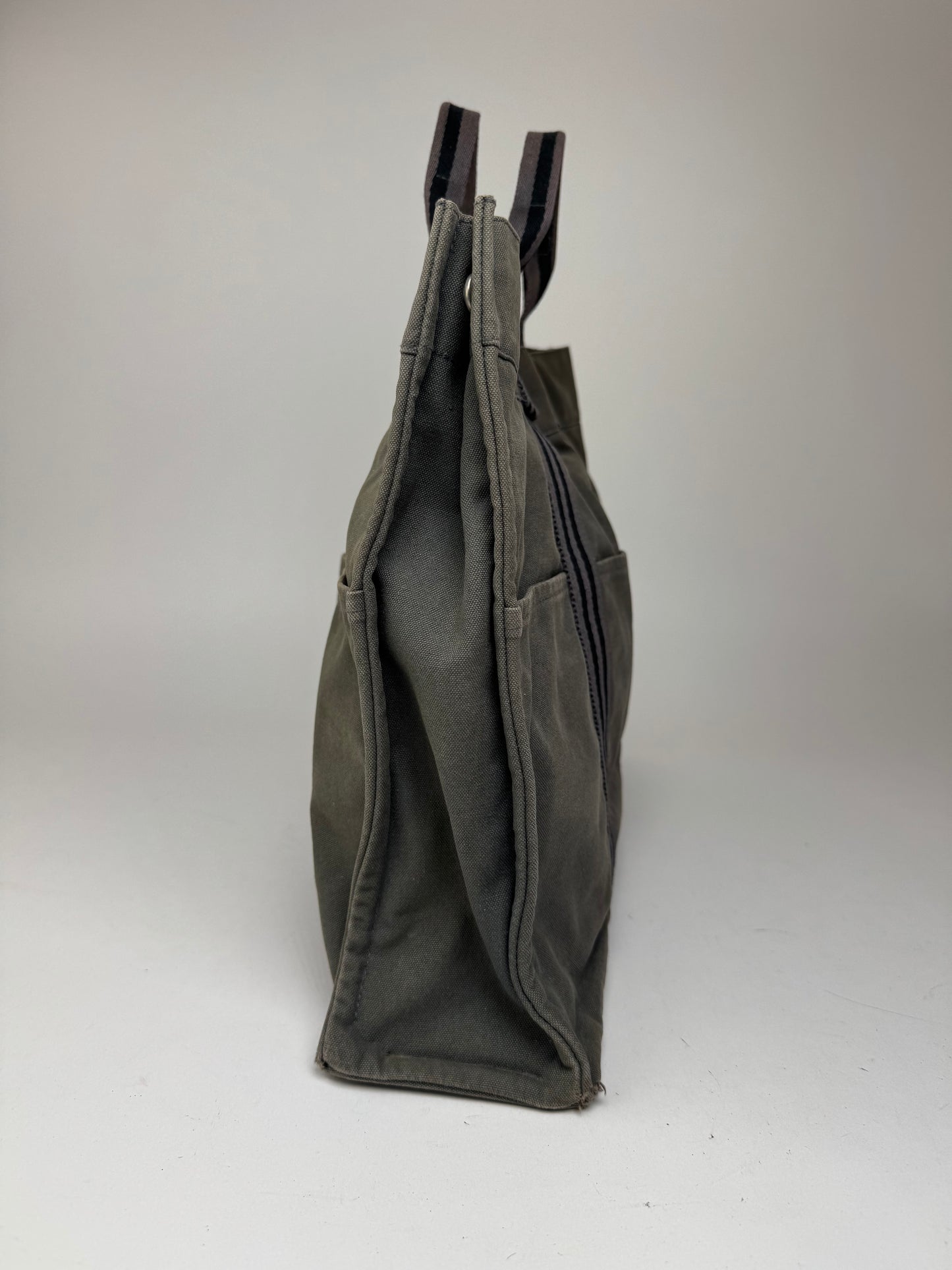 Vintage Hermes Canvas Shopper Grey