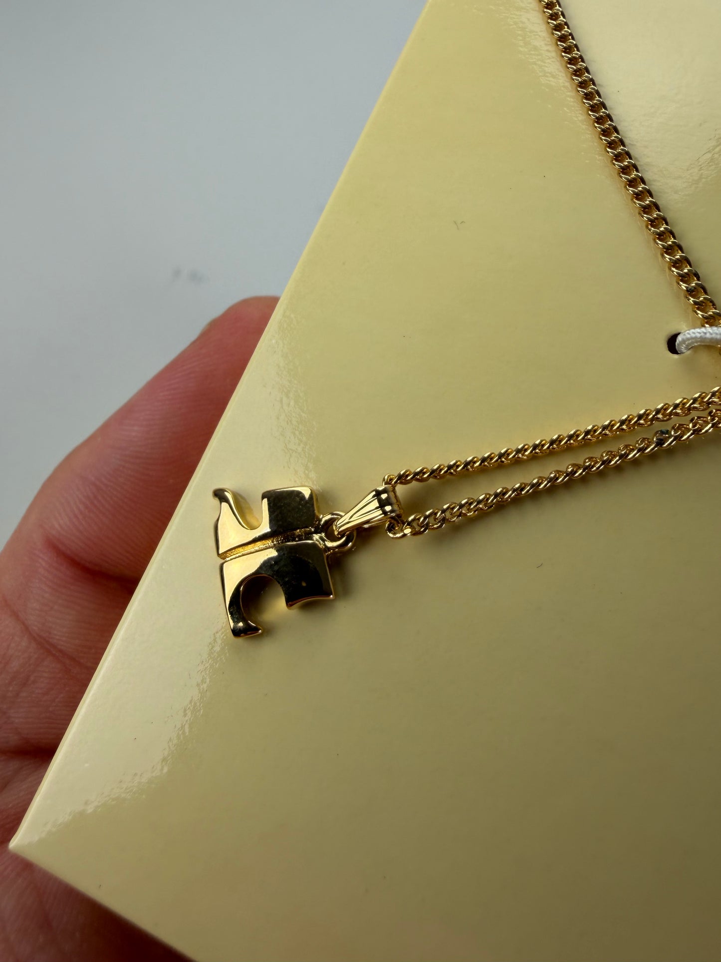 Vintage Courreges Logo Necklace Gold-Tone Metal