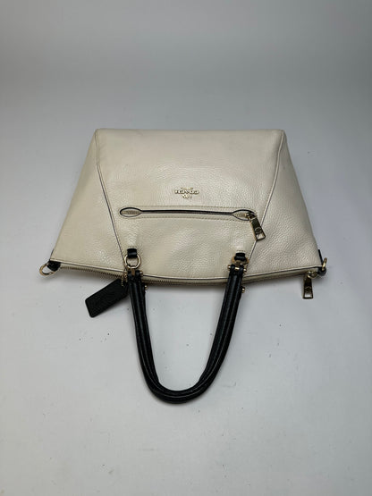 Vintage Coach Pebbled Leather Structured Tote c. 2010s Cream