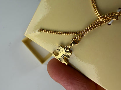 Vintage Courreges Logo Necklace Gold-Tone Metal
