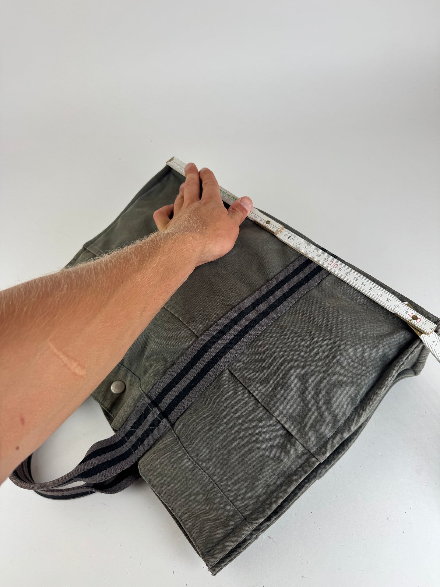 Vintage Hermes Canvas Shopper Grey