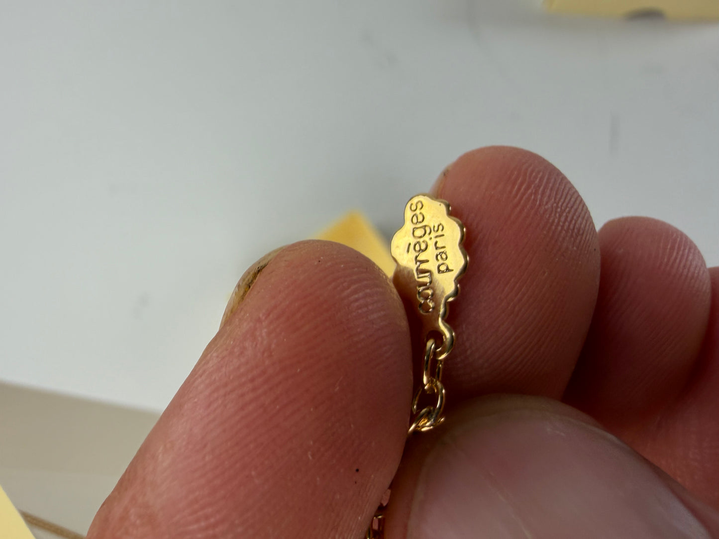 Vintage Courreges Logo Necklace Gold-Tone Metal