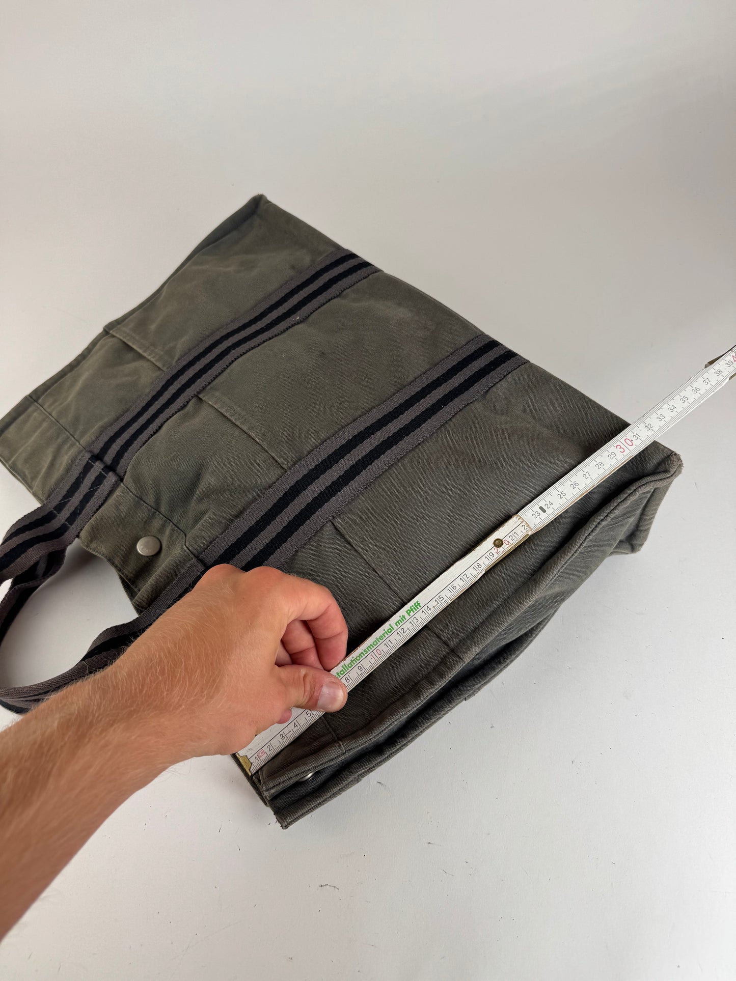 Vintage Hermes Canvas Shopper Grey