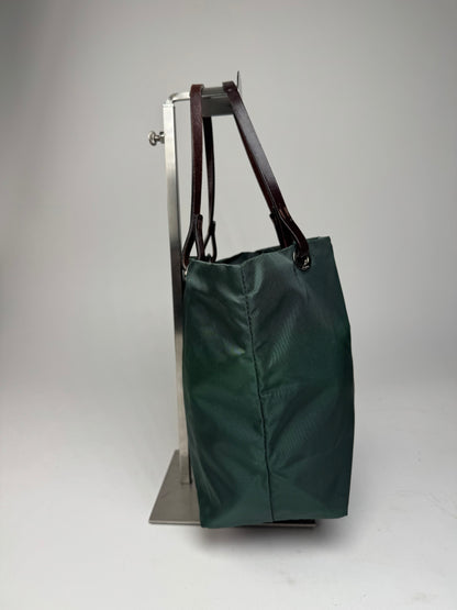 Vintage Fendi FF Logo Tote Bag Green Brown