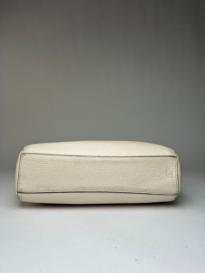 Vintage Coach Pebbled Leather Structured Tote c. 2010s Cream