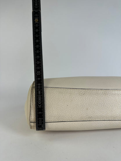 Vintage Coach Pebbled Leather Structured Tote c. 2010s Cream