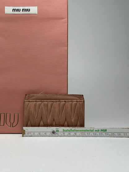 Porte-cartes vintage en cuir rose Miu Miu