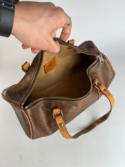 Vintage Etro Paisley Bownling Bag Orange Brown
