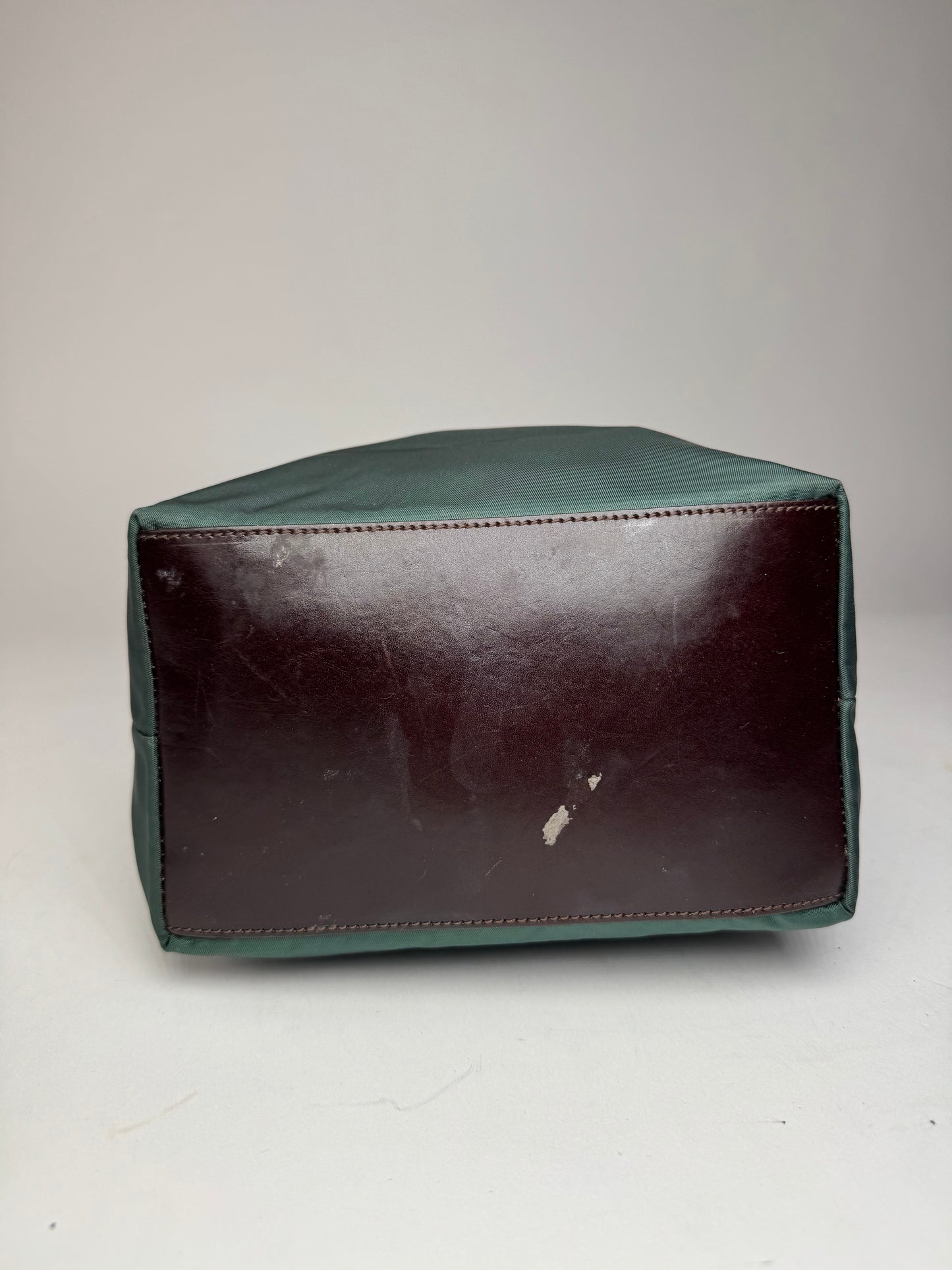 Vintage Fendi FF Logo Tote Bag Green Brown