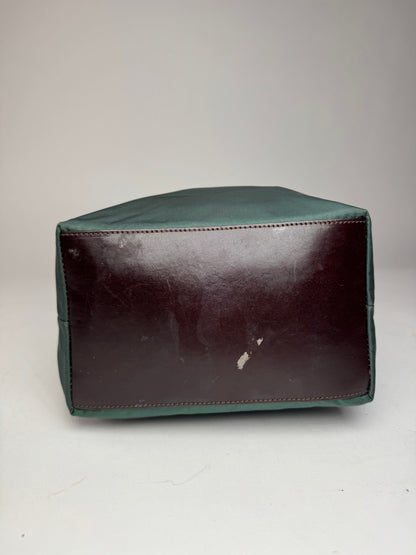 Vintage Fendi FF Logo Tote Bag Green Brown