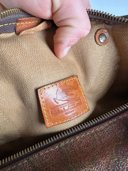 Vintage Etro Paisley Bownling Bag Orange Brown