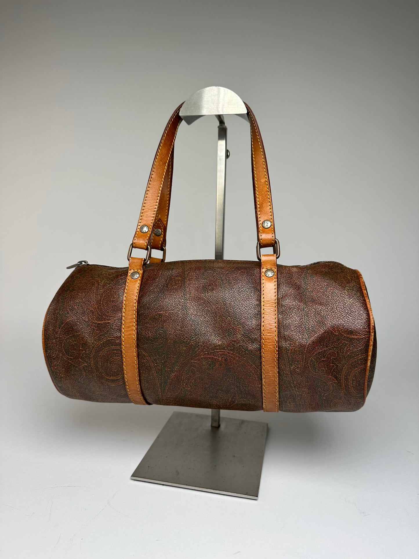 Vintage Etro Paisley Bownling Bag Orange Brown