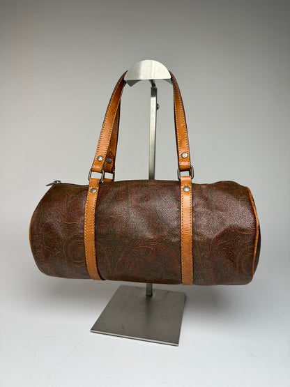 Vintage Etro Paisley Bownling Bag Orange Brown