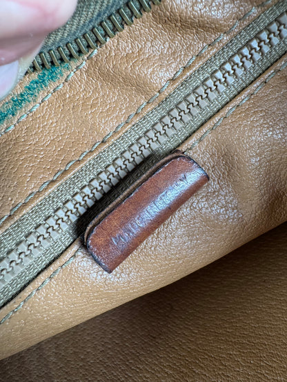 Vintage Celine Paris Monogram Leather Clutch Beige Brown
