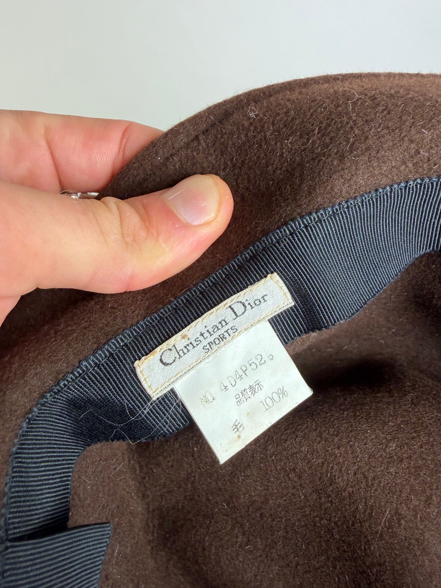 Vintage Dior Wool Fedora Hat Brown Black