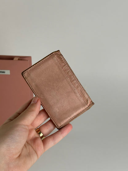 Porte-cartes vintage en cuir rose Miu Miu