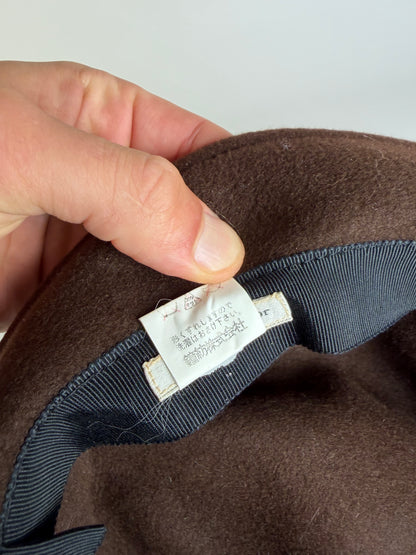 Vintage Dior Wool Fedora Hat Brown Black