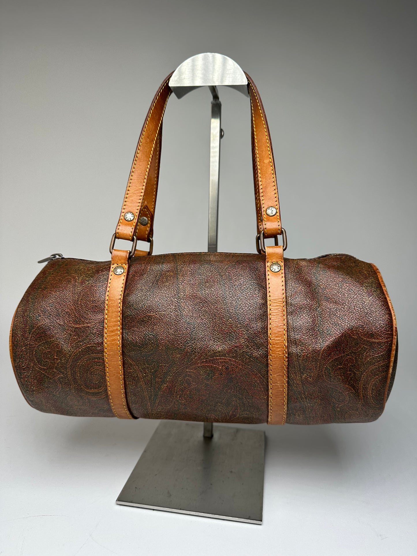 Vintage Etro Paisley Bownling Bag Orange Brown