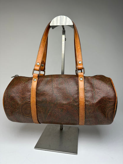 Vintage Etro Paisley Bownling Bag Orange Brown