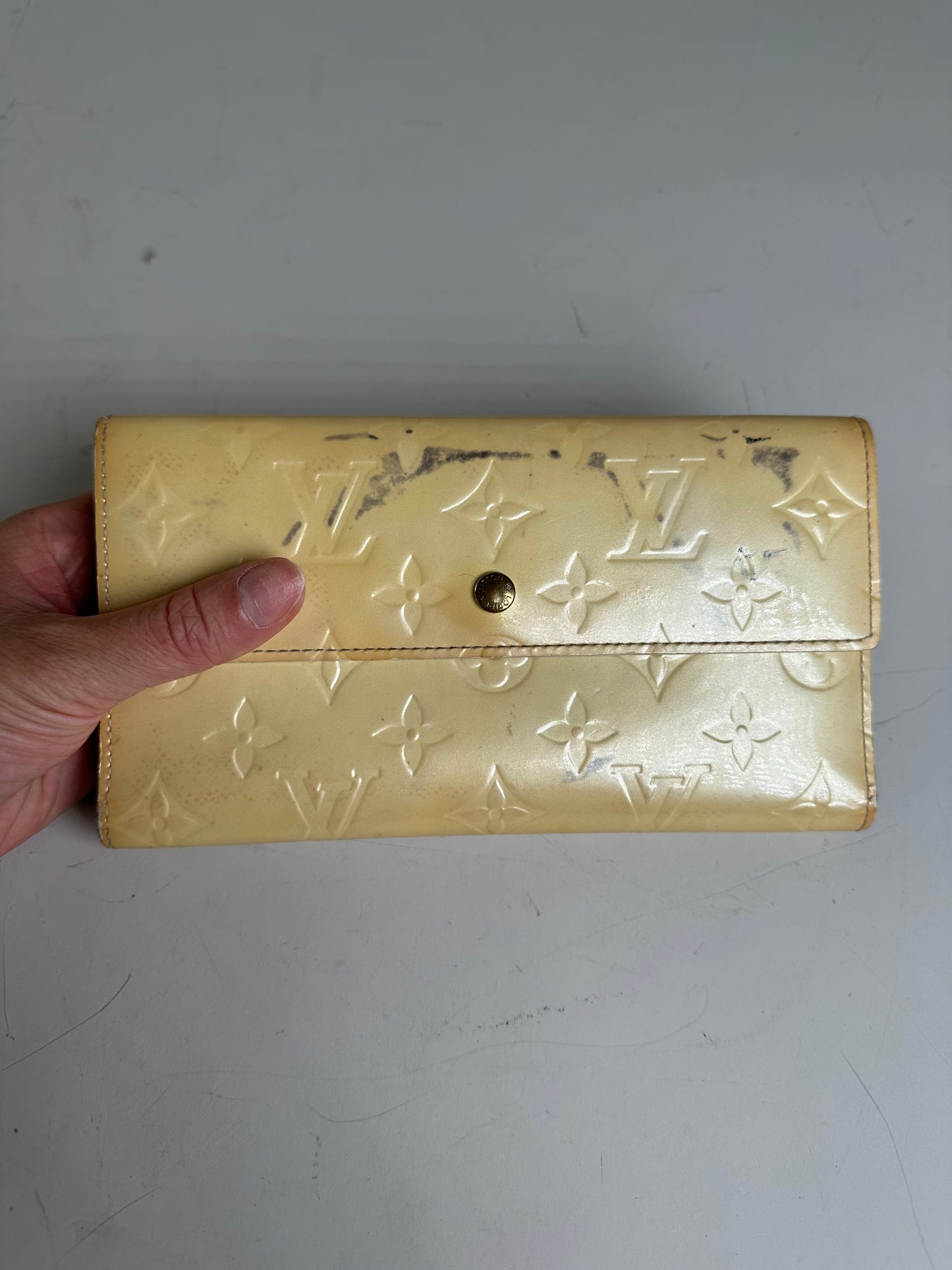 Vintage Louis Vuitton Vernis Long Wallet Light Yellow Gold