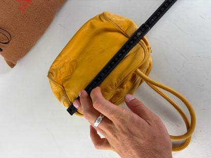 Vintage Loewe Leather Handbag Yellow Gold-Tone Zip