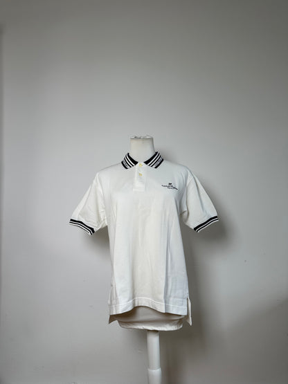 Vintage Courreges Sports Polo Shirt White Navy M