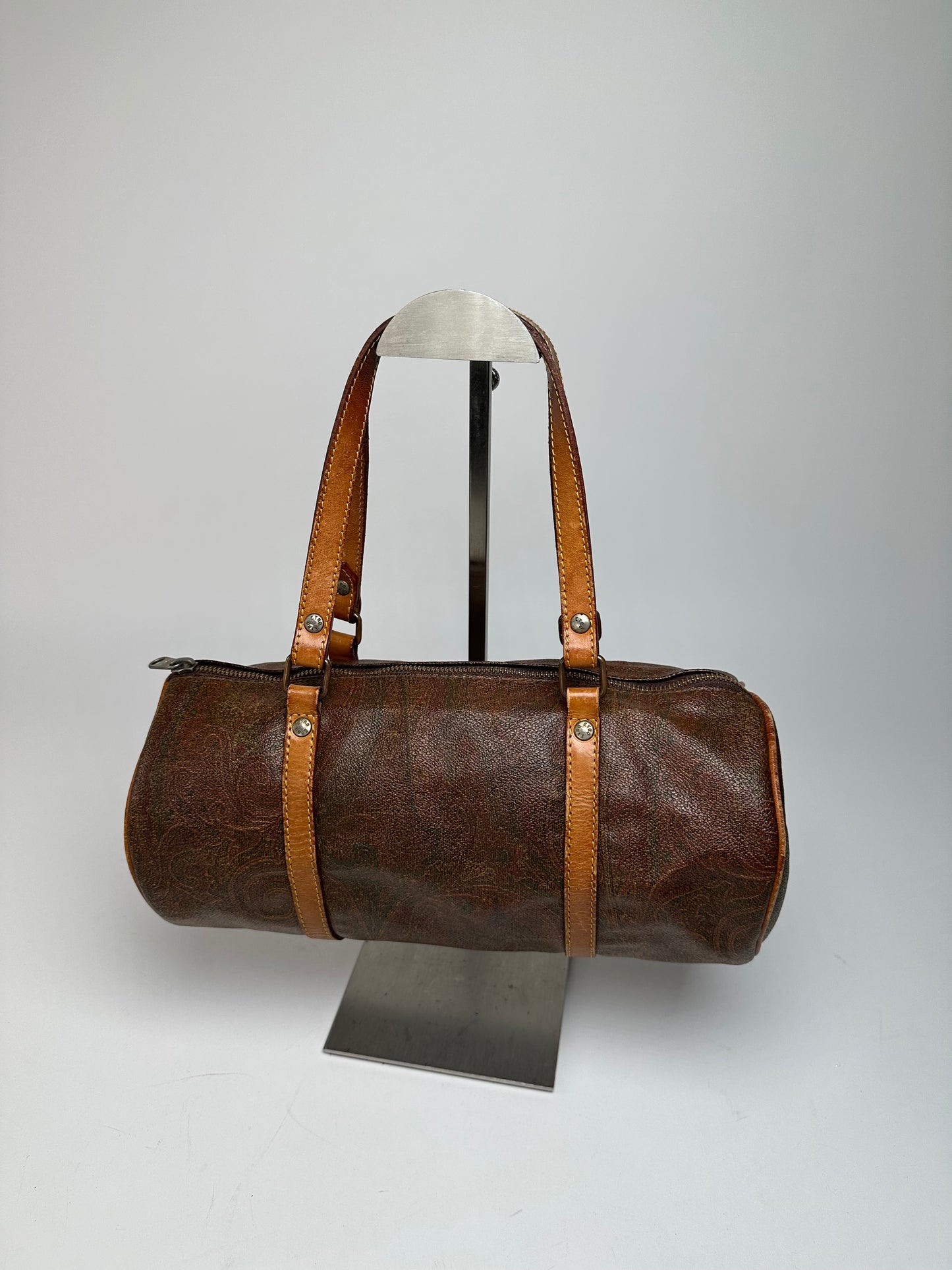 Vintage Etro Paisley Bownling Bag Orange Brown
