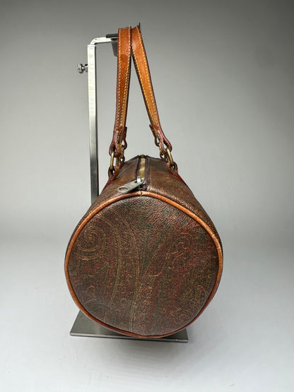 Vintage Etro Paisley Bownling Bag Orange Brown
