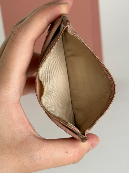 Porte-cartes vintage en cuir rose Miu Miu