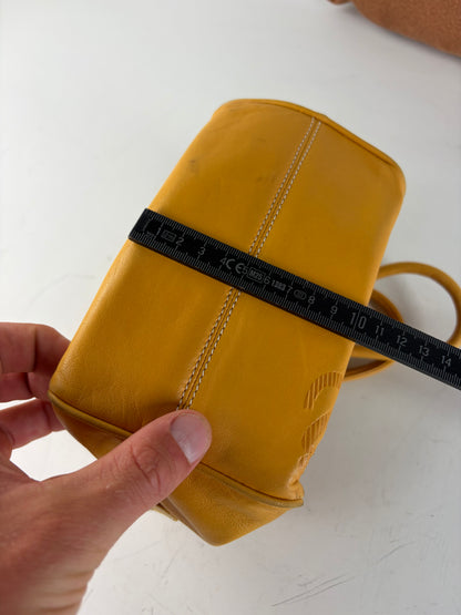 Vintage Loewe Leather Handbag Yellow Gold-Tone Zip