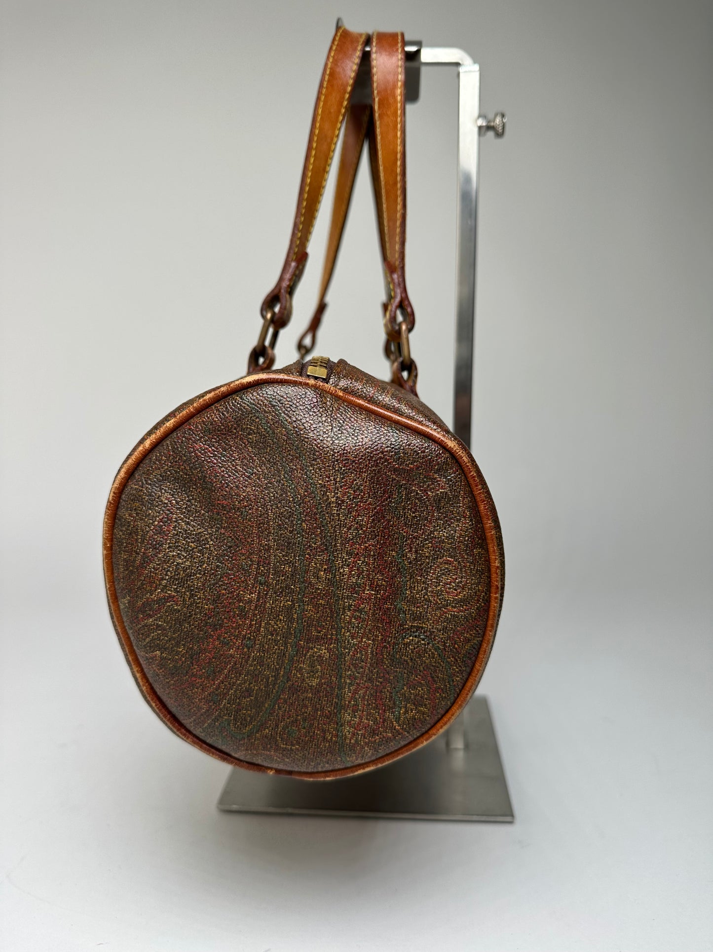 Vintage Etro Paisley Bownling Bag Orange Brown