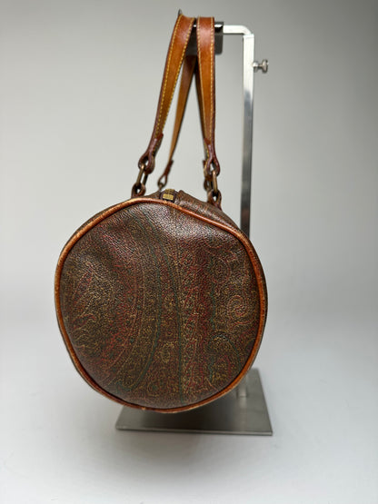 Vintage Etro Paisley Bownling Bag Orange Brown