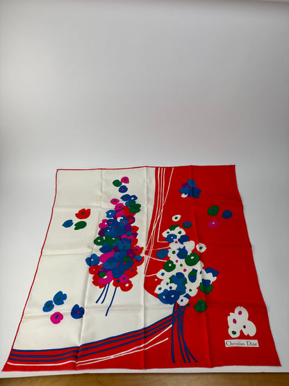 Vintage Dior Silk scarf Red blue white