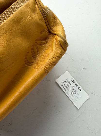 Vintage Loewe Leather Handbag Yellow Gold-Tone Zip
