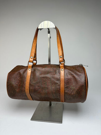 Vintage Etro Paisley Bownling Bag Orange Brown