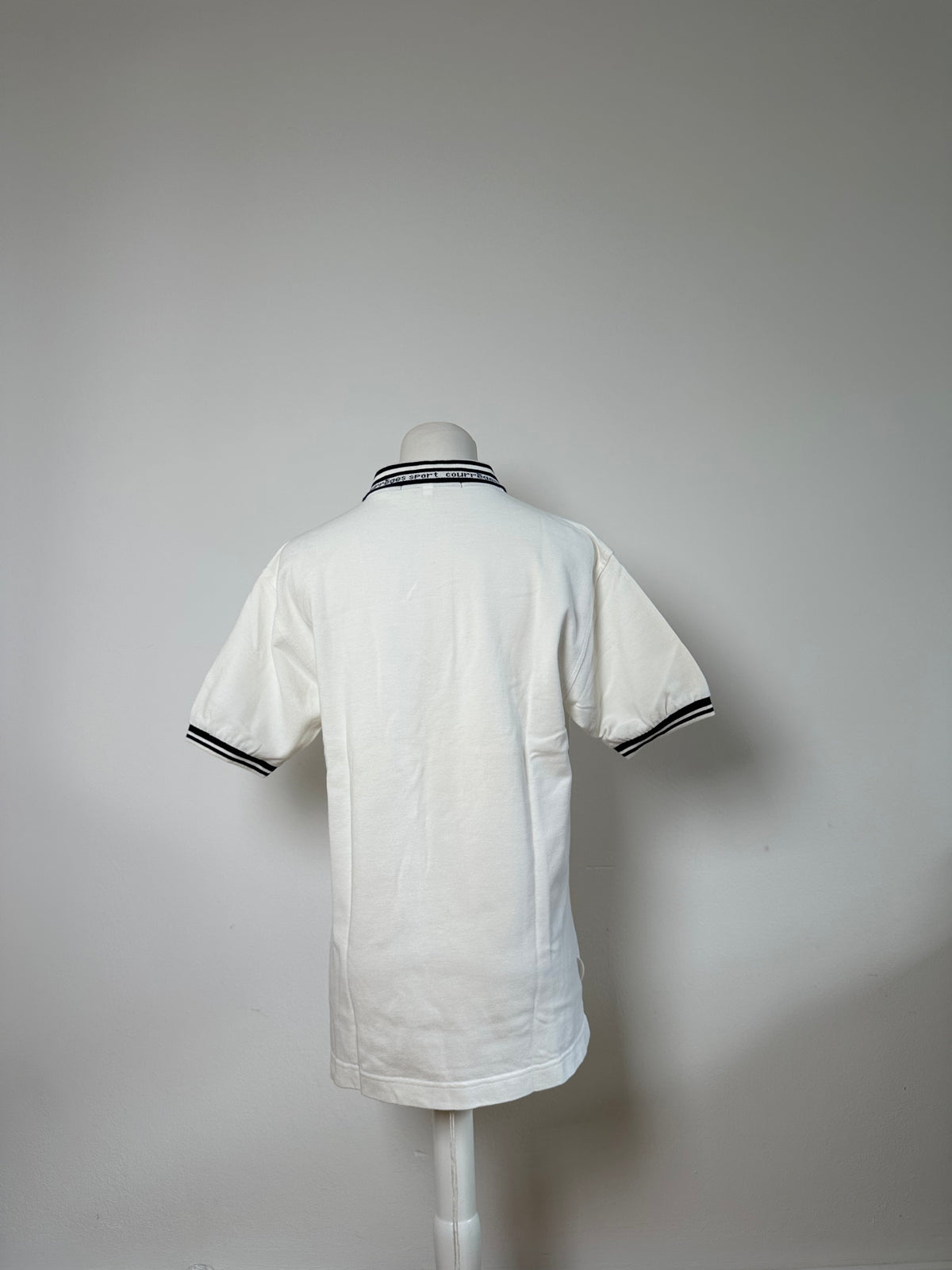 Vintage Courreges Sports Polo Shirt White Navy M