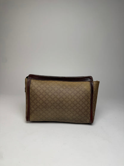 Vintage Celine Paris Monogram Leather Clutch Beige Brown