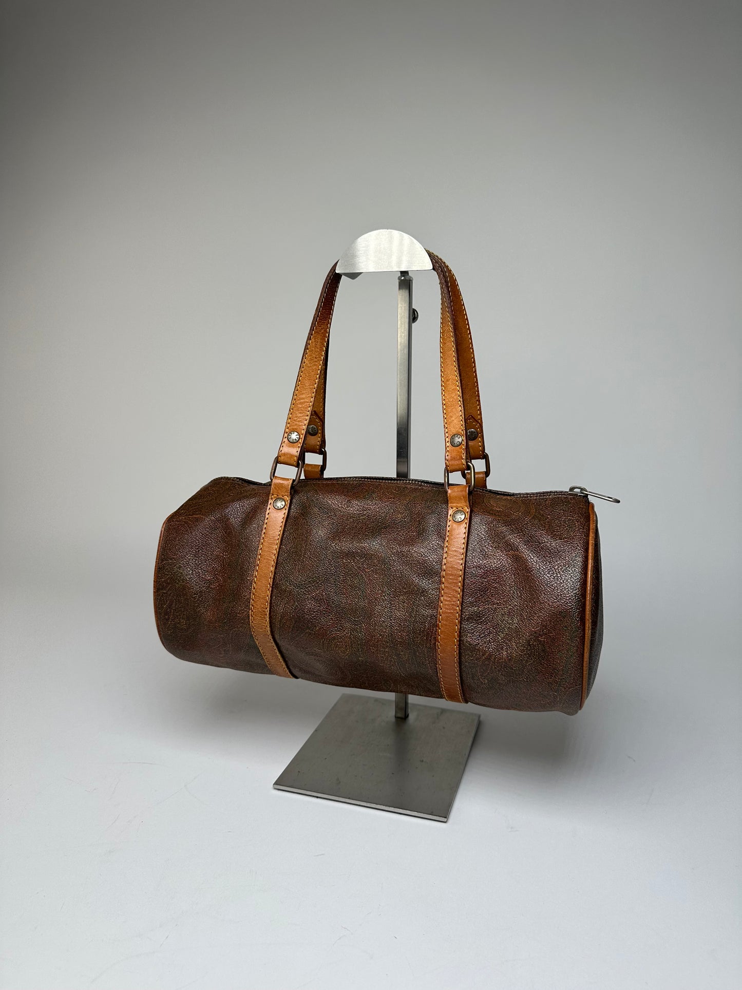 Vintage Etro Paisley Bownling Bag Orange Brown