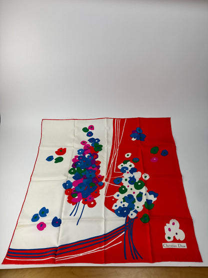 Vintage Dior Silk scarf Red blue white