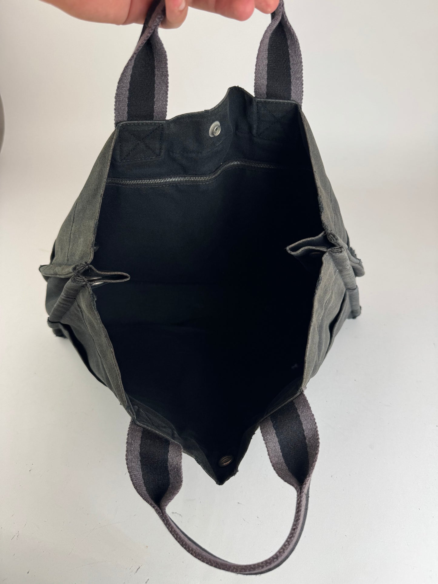 Sac cabas vintage Hermès en toile noire