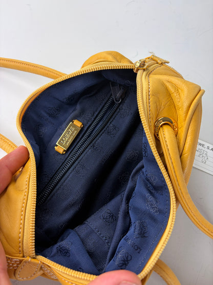 Vintage Loewe Leather Handbag Yellow Gold-Tone Zip