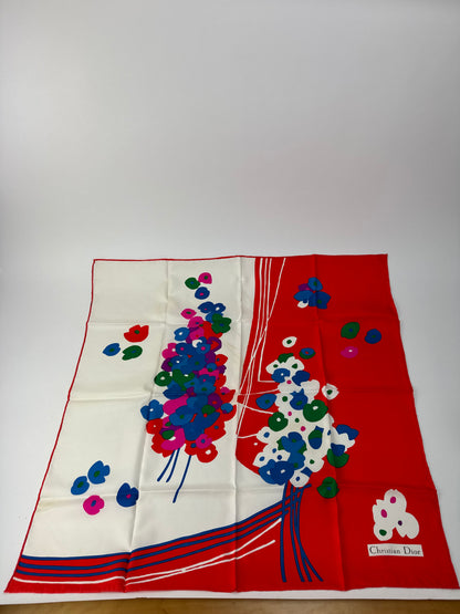 Vintage Dior Silk scarf Red blue white