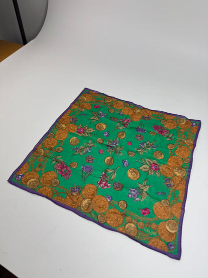 Vintage Celine Scarf Green Purple Gold