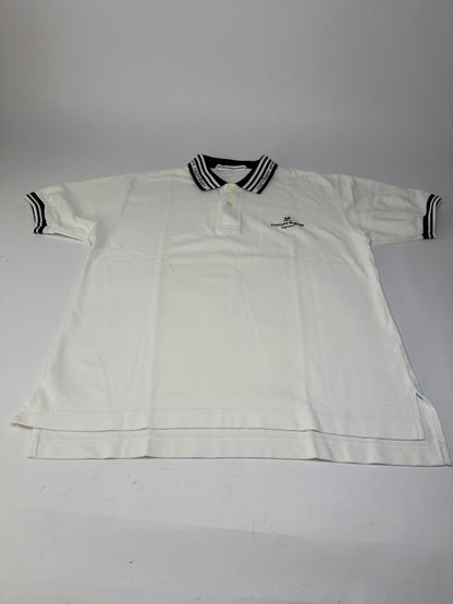 Vintage Courreges Sports Polo Shirt White Navy M