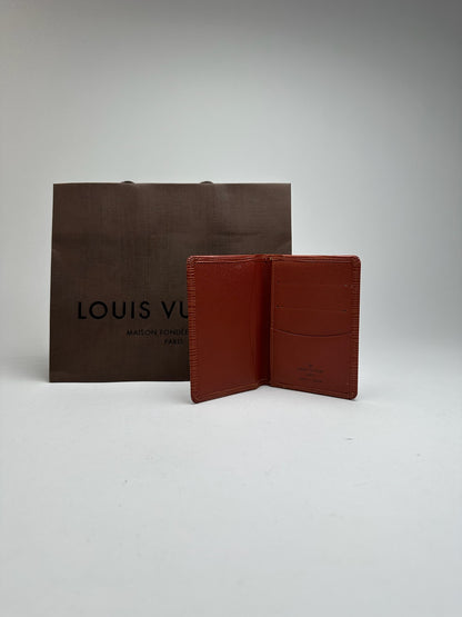 Porte-cartes vintage Louis Vuitton en cuir épi orange
