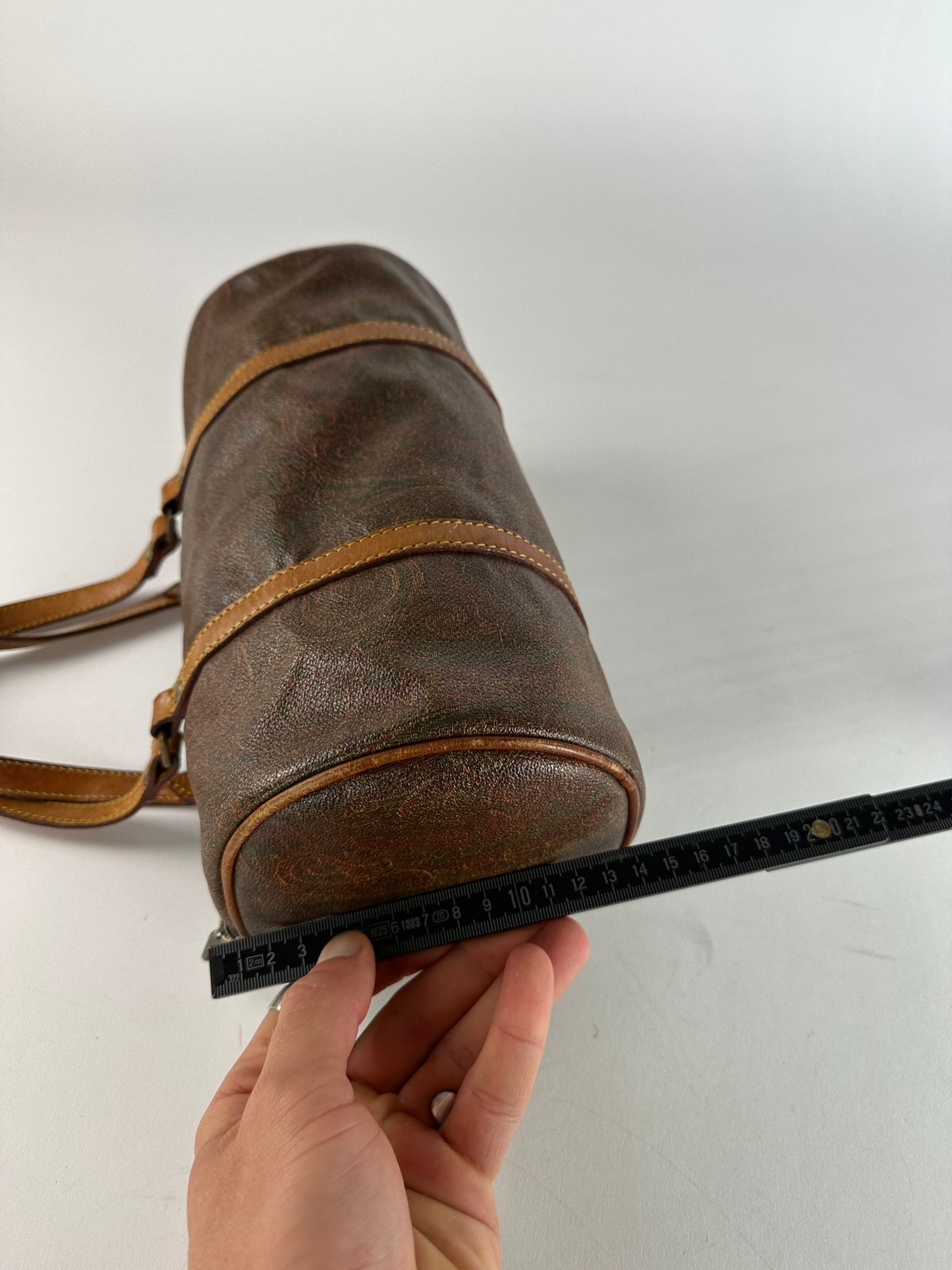 Vintage Etro Paisley Bownling Bag Orange Brown