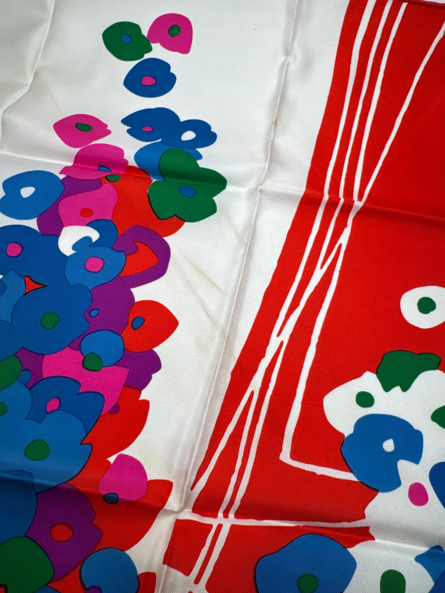 Vintage Dior Silk scarf Red blue white