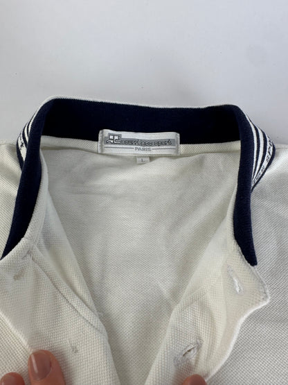 Vintage Courreges Sports Polo Shirt White Navy M